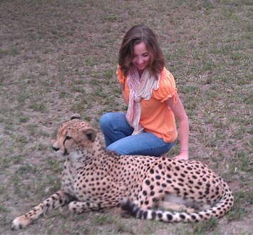 With a cheetah in South Africa